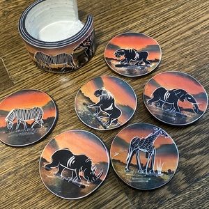 Ceramic coaster set (x6 + holder)